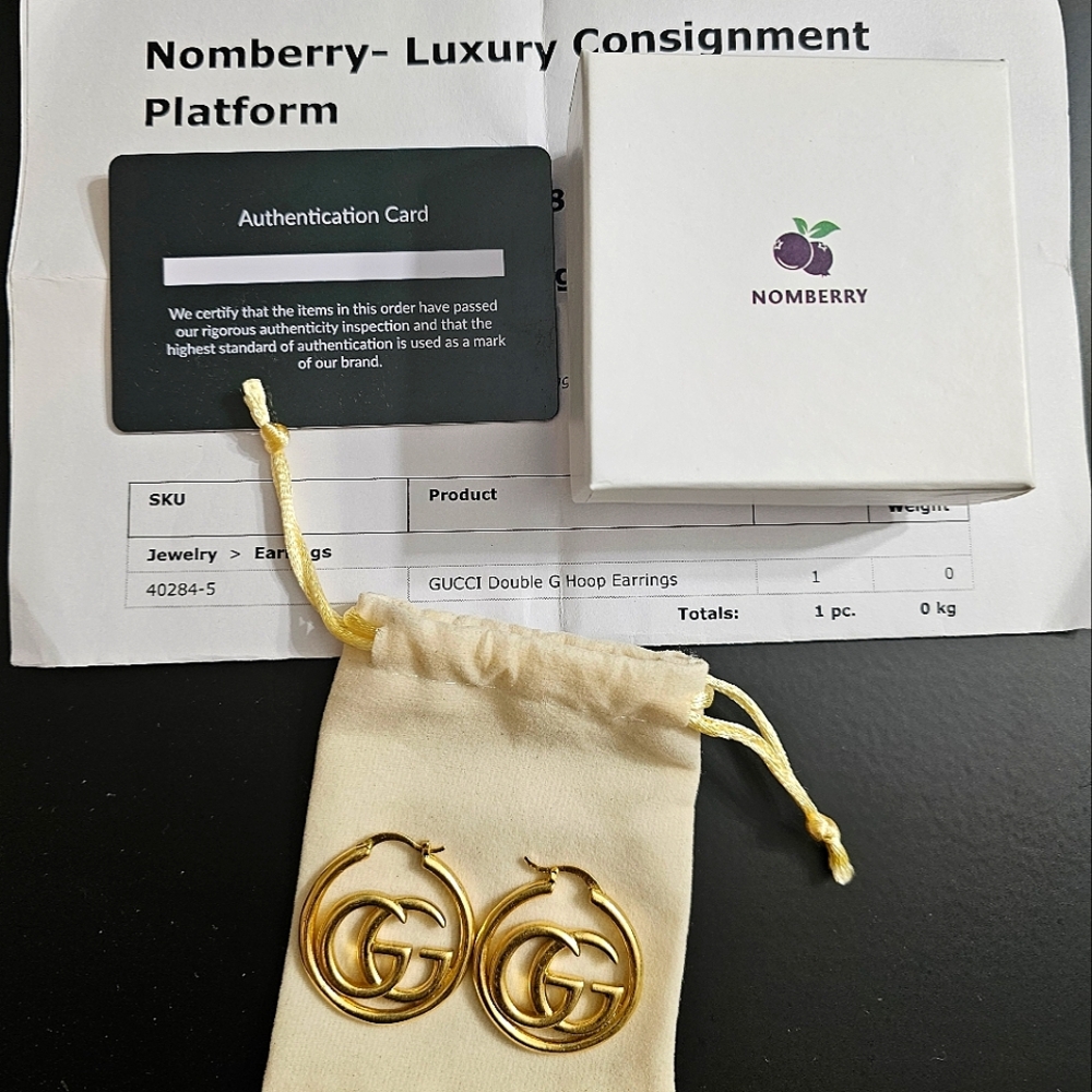 Gucci Gold GG Logo Earrings Authentic Repurposed Luxury Earrings